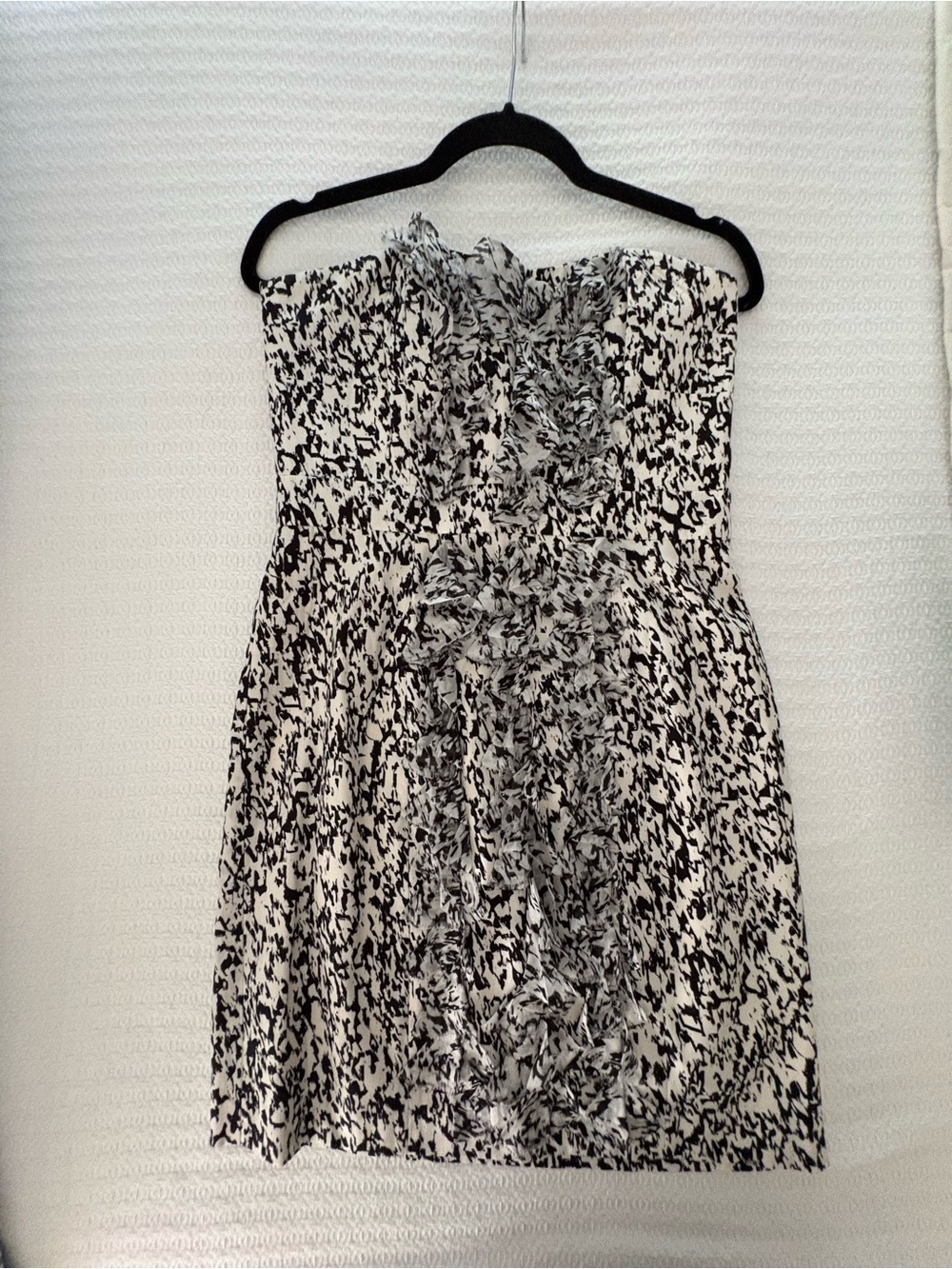 Cynthia Steffe Black and White Strapless Ruffle Dress